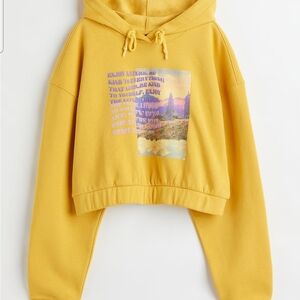 H&M Yellow Hoodie with Graphic Print